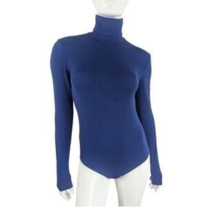 Wolford Blue Colorado Longsleeve Turtleneck Bodysuit Size XS Fits Like Small